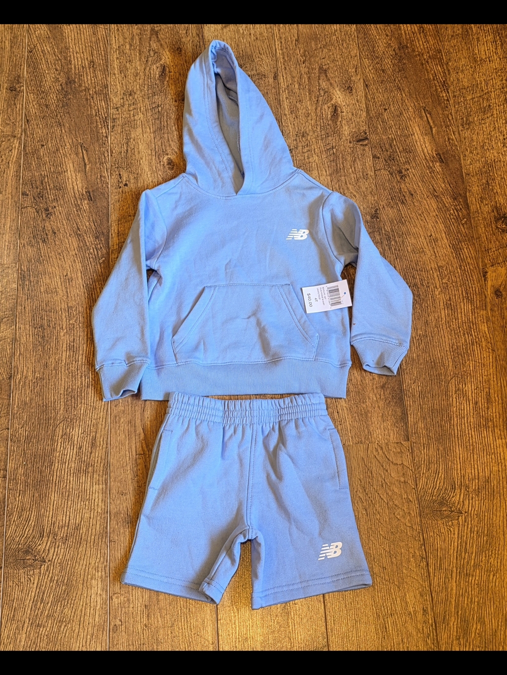 New Balance Light Blue Kids Hoodie & Shorts Set 4T